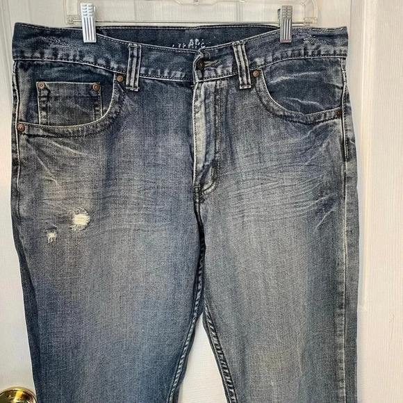 Flypaper Jeans Boot Cut Dark Washed Cotton Blue Pockets Mens Size W34xL32 - Picture 7 of 9